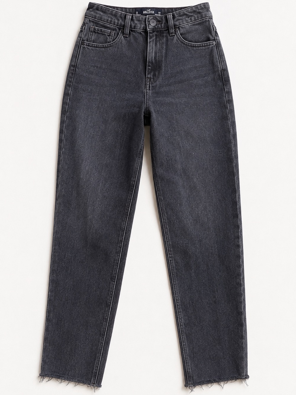Hollister High Rise Mom Jeans Dark Wash Frayed Hem Women’s